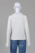 Load image into Gallery viewer, Mr. Jax Vintage Ivory Cardigan w/ Floral Appliques (XL)
