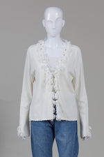 Load image into Gallery viewer, Mr. Jax Vintage Ivory Cardigan w/ Floral Appliques (XL)
