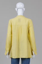 Load image into Gallery viewer, Eileen Fisher Sunshine Yellow Collarless Shirt (XS)
