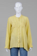 Load image into Gallery viewer, Eileen Fisher Sunshine Yellow Collarless Shirt (XS)

