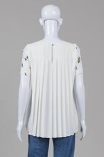 Load image into Gallery viewer, Ted Baker Ivory Fishing Fly Print Top w/ Pleated Back (0)
