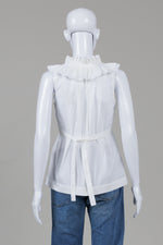 Load image into Gallery viewer, BCBGMaxAzria White Pleated Ruffled Sleeveless Blouse (XS) *New w/ tags
