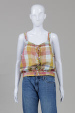 Load image into Gallery viewer, Pilcro Mustard/Rose/Blue Plaid Sun Top (14)
