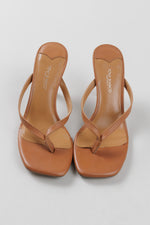 Load image into Gallery viewer, Tony Bianco dark tan thong heeled slip on sandal (5.5)
