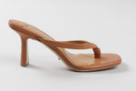 Load image into Gallery viewer, Tony Bianco dark tan thong heeled slip on sandal (5.5)
