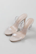 Load image into Gallery viewer, Schultz slip on heel with transpare plastic strap and leather sole (5.5)
