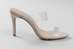 Load image into Gallery viewer, Schultz slip on heel with transpare plastic strap and leather sole (5.5)
