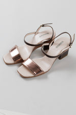 Load image into Gallery viewer, Giorgio Armani copper metallic law heel sandal with wedge detail (37)
