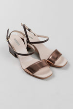 Load image into Gallery viewer, Giorgio Armani copper metallic law heel sandal with wedge detail (37)
