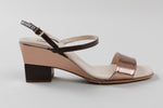 Load image into Gallery viewer, Giorgio Armani copper metallic law heel sandal with wedge detail (37)
