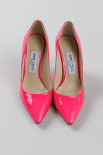 Load image into Gallery viewer, Jimmy Choo hot pink patent stiletto heels with dustbag (36.5)
