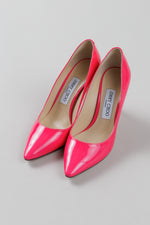 Load image into Gallery viewer, Jimmy Choo hot pink patent stiletto heels with dustbag (36.5)
