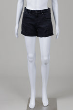 Load image into Gallery viewer, AG The Hailey washed black denim shorts w/ rollup cuffs (26)
