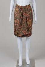 Load image into Gallery viewer, Diane Gilman Olive Tropical Print Wrap Skirt (L)
