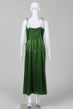 Load image into Gallery viewer, Reformation Green silk satin maxi spaghetti strap dress (12)
