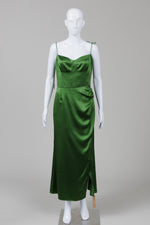 Load image into Gallery viewer, Reformation Green silk satin maxi spaghetti strap dress (12)
