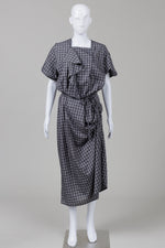 Load image into Gallery viewer, Earl Grey_People Grey Check Short Sleeve Midi Dress (5)

