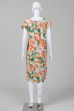 Load image into Gallery viewer, Gravel &amp; Gold Ivory/Green/Orange Abstract Print Shift Dress (1)
