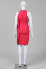 Load image into Gallery viewer, Maje Dark Watermelon Assymetrical Jersey Sleeveless Dress (1)
