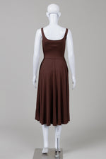 Load image into Gallery viewer, Reformation brown jersey fit &amp; flare midi dress (S)
