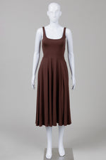 Load image into Gallery viewer, Reformation brown jersey fit &amp; flare midi dress (S)
