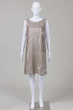 Load image into Gallery viewer, Betsey Johnson champagne sequin shift dress (14)
