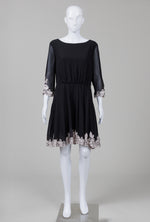 Load image into Gallery viewer, Ted Baker black w/ white lace 3/4 sleeve dress (4)
