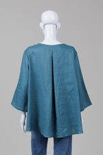Load image into Gallery viewer, Lintico Teal 3/4 Sleeve Popover Top (2XL)
