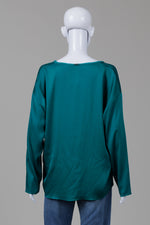 Load image into Gallery viewer, Elie Tahari Teal Green Silk Long Sleeve Top (M)
