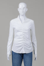 Load image into Gallery viewer, Jacqueline Conoir White Long Sleeve Blouse w/ Shirred Front (4)
