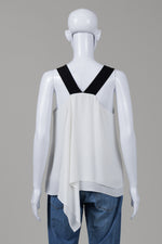 Load image into Gallery viewer, BCBGMaxAzria Black/Off White Colourblock Sleeveless Assymetrical Top (S)

