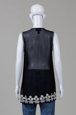 Load image into Gallery viewer, Cavalli Black Sleeveless Tunic w/ White Embroidery (6)
