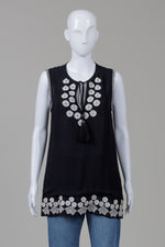 Load image into Gallery viewer, Cavalli Black Sleeveless Tunic w/ White Embroidery (6)
