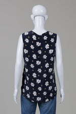 Load image into Gallery viewer, Equipment Navy Floral Silk Shell (L)
