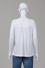 Load image into Gallery viewer, Theory White Sleeveless Jersey Top w/ Pleated Yoke (S)
