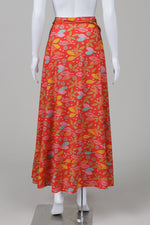 Load image into Gallery viewer, Gudrun Sjoden Tomato Red Tropical Print Maxi Wrap Skirt (S/M)
