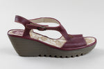 Load image into Gallery viewer, Fly London burgundy leather wedge sandals (39)
