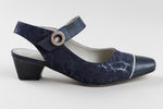 Load image into Gallery viewer, Dorking black and navy cap toe slingback low heels (40)
