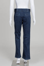 Load image into Gallery viewer, Jil Sanders Dark wash flare jeans w/ white stitching (38)
