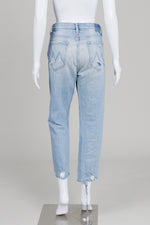 Load image into Gallery viewer, Mother Light wash button fly straight leg w/ distressing (33)

