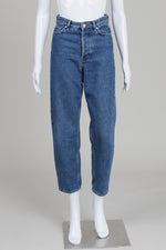 Load image into Gallery viewer, COS Medium Wash Tapered Hi-rise Button Fly Jeans (24)
