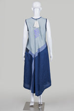 Load image into Gallery viewer, Mara Gibbucci Blue/Purple Pieced Patched Sleeveless Midi Dress (L) *New w/ tags $395
