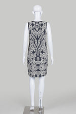 Load image into Gallery viewer, Diane von Furstenberg Black/Cream Print Sleeveless Sheath Dress (6)
