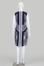 Load image into Gallery viewer, BCBGMaxAzria Black/Purple/Mauve Print Sleeveless Sheath Dress (6)

