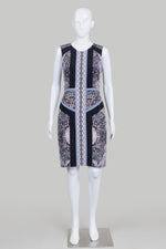 Load image into Gallery viewer, BCBGMaxAzria Black/Purple/Mauve Print Sleeveless Sheath Dress (6)
