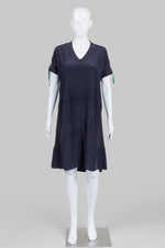 Load image into Gallery viewer, Marc Cain Navy V-Neck Short Sleeve Dress w/ Pockets, Taping Detail (6)
