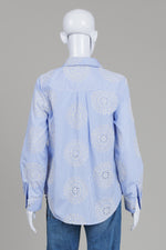 Load image into Gallery viewer, Nanette Lepore Blue Stripe Shirt w/ Allover Embroidery (M)
