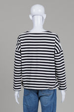 Load image into Gallery viewer, COS Black/Cream Striped L/S T-shirt (S)
