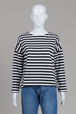 Load image into Gallery viewer, COS Black/Cream Striped L/S T-shirt (S)
