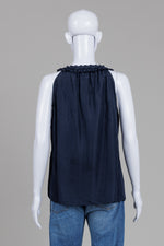 Load image into Gallery viewer, Michael Michael Kors Navy Sleeveless Top w/ Braided Neck Detail (8)
